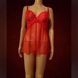 Victoria’s Secret red lace baby doll, size 34D